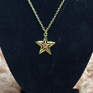 Gold plated Star Pendant with Genuine Ruby Necklace